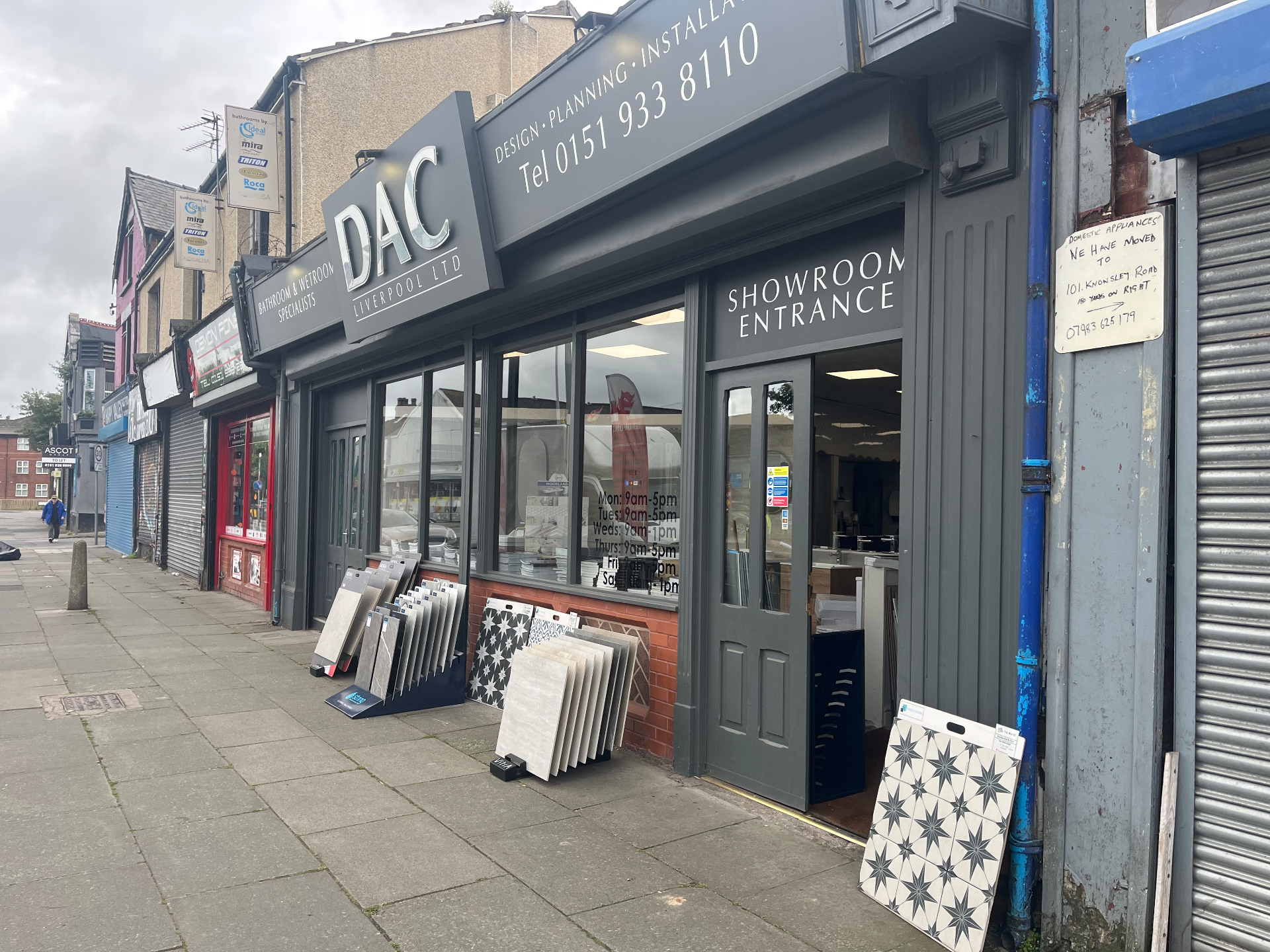 DAC Liverpool Ltd showroom entrance on Knowsley Road, Bootle