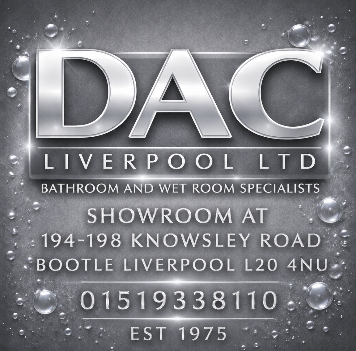 DAC Liverpool Ltd — Bathroom and Wet Room Specialists, Showroom at 194-198 Knowsley Road, Bootle Liverpool L20 4NU · 0151 933 8110 · Est 1975